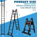 16.5 FT A Frame Telescoping Ladder, Adjustable Multi-Purpose Collapsible Extension w/Balance Bar & Wheels, Heavy Duty 330 lbs Max Capacity, Ideal for Home and Outdoor Work, Black