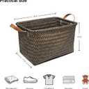 GIB Large Wicker Storage Baskets for Shelves, Woven Laundry Basket for Organizing Clothes Blanket Basket, Decorative Rectangular Closet Organizers Storage Bins with Handles, Espresso, 4 Pack
