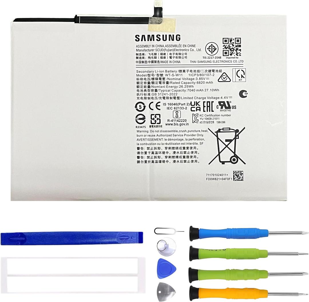 WT-S-W11 Rechargeable Battery Compatible with Samsung Galaxy Tab A9+ 11.0" SM-X210, SM-X215, SM-X216B with Tools