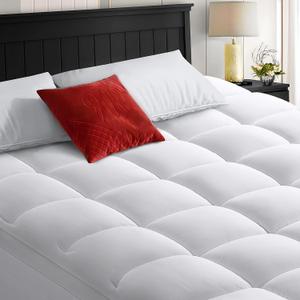 COHOME Full Size Mattress Topper Extra Thick Cooling Mattress Pad 400TC Cotton Top Plush Down Alternative Fill Pillow Top Mattress Cover with 8-21 Inch Deep Pocket (54x75 Inches, White-Classic)