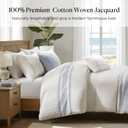 Harbor House King Duvet Cover Set, Stripes Clipped Jacquard, Cotton Oversized Duvet Cover for a King-Size Bed, Farmhouse Bedding Cover, 2 Shams, 2 Décor Pillows, Morgan, King/Cal King White/Blue