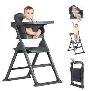 6 in 1 Convertible Baby HighChairs & Step Stool, Foldable High Chairs for Babies and Toddlers, Portable Booster Seat for Dining, Folding Toddler Tower for Kitchen, Dark Grey
