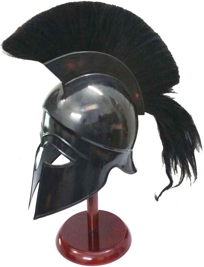 THOR INSTRUMENTS Greek Corinthian Helmet Ancient Medieval Armor Knight Spartan Replica Helmet with black plume Rustic Vintage Home Decor Gifts