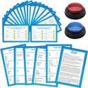 28 Pcs Christian Bible Family Feud Game with 2 Buzzers,Church Game Night, Bible Trivia Games Cards,Team Building & Family Game Night