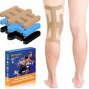 Precut Kinesiology Tape for Knees Valgus–12PCS KTQUICK Pain Relief Athletic Tape, Waterproof & Hypoallergenic Latex-Free, Elastic Breathable Long-Lasting Knee Support Tape for All(Beige)