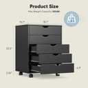 OLIXIS 5 Drawer Mobile File Cabinet Under Desk Storage Organization with Wheels Vertical Filing Chest Rolling Wood Small Desk Printer Stand for Home Office, 15.75"D x 18.74"W x 25.39"H, Black