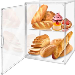 Large Bread Box for Kitchen Countertop, 3 Layers Adjustable Food Safe Clear Bread Storage for Bread, Bagel, Muffins (1 Pack)