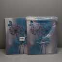 2 PCS LB Dandelion Canvas Art Teal Grey Dandelion with Butterfly on Abstract Background Plant Decor for Living Room Bedroom Bathroom Office Framed Ready to Hang 20x16 Inch