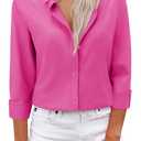 Button Down Shirts for Women Dress Shirts Business Casual Outfits Collared Fitted Blouse Work Interview Office Attire (Pink, XXL)