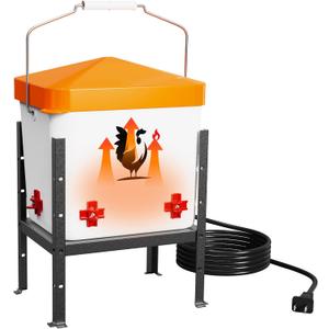 Heated Chicken Waterer, Poultry Water Heater for Winter with 4-Nipple, Thermostatically Controlled, 4 Adjustable Heights, Anti-Freezing Watering System for Coop Accessories (Orange, 7L)