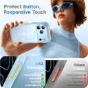 for iPhone 17 Pro Case for Women Girls,Compatible with MagSafe,Camera Control,Full Camera Protection, Cute Wave Magnetic Phone Case for iPhone 17 Pro,Light Blue