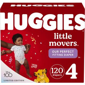 Huggies Little Movers Baby Diapers, Size 4, Mega Colossal, 120 Ct