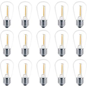 Meconard Shatterproof LED S14 Replacement Light Bulbs,E26 Medium Screw Base, Vintage Edison Bulbs Equivalent to 11 Watt, Fits for Commercial Outdoor Patio String Lights, 2200K Warm White, 15 Pack