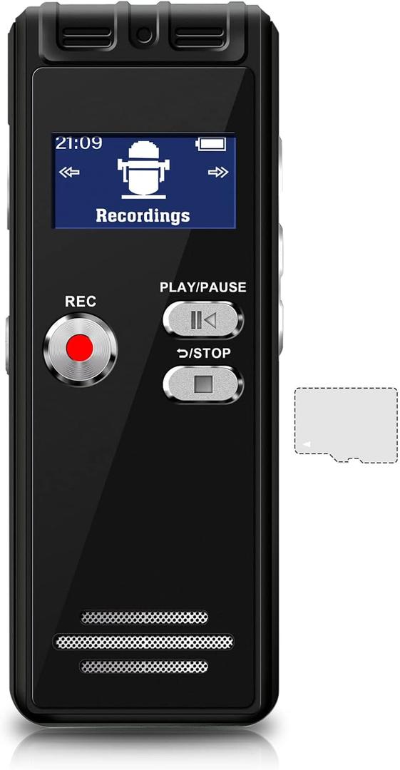 64GB Small Digital Voice Recorder - Voice Activated Recorder Rechargeable Audio Recorder MicroSD Expansion Recording Device for Lectures Meetings Interview