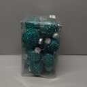 Civaner 24 Pcs Glitter Christmas Ball Ornaments Set 3.2'' 2.4'' 1.6'' Christmas Tree Ornaments Hanging Sequin Shatterproof Balls for Xmas Tree Wreath Garland Xmas Home Decor (Teal)