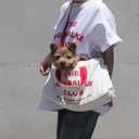 Dog Sling Carrier Bag for Small Dogs, 4–15 lbs, Canvas, Hands-Free, White