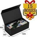 Black Magnetic Gift Box 15 Pack 12X6X4 Inch Foldable Gift Boxes Bulk Black Gift Boxes with Lids Packaging for Small Business Luxury Gift Box Shredded Paper Filler