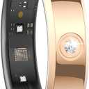 Smart Ring Ultra Narrow Heart Rate Monitor Diamond Comfortable Sleep Ring Health Fitness Tracker Pedometer Step Counter Calories Waterproof Ladies Smart Rings for Women Men Anillo Inteligente (#9, Rose Gold)