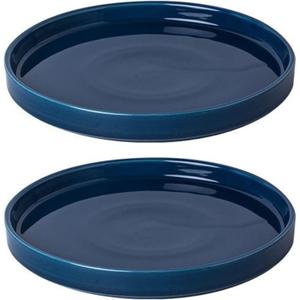 Ceramic Plant Saucer 7 Inch, 2 Pack Round Plant Trays for Indoors/Outdoors, Flower Pot Saucers for Holding Water Drips and Soil, Ceramic Drainage Tray for Plant Pot (Blue)