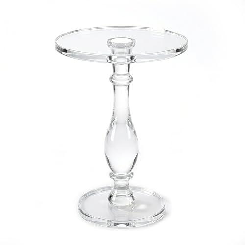 LIKENOW Acrylic End Table,Acrylic Side Table,Modern Nightstand with Clear Small Round Top and Solid Post for Living Room,Bedroom and Lobby 13.5x13.5x19.5 High inches