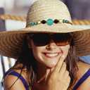 4 x Cowboy Hat Band for Women Men, Beaded Hat Band for Straw Hat Fedora Hand Made Replaceable Hat Band 2, Big Turquoise (Blue)