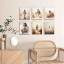 6Pcs Jesus Christian Canvas Wall Art Jesus Embraces the Lamb Jesus Walking On Water Wall Decor Pictures God Jesus Girl Prints Posters for Hallway Church Living Room Bedroom Decoration