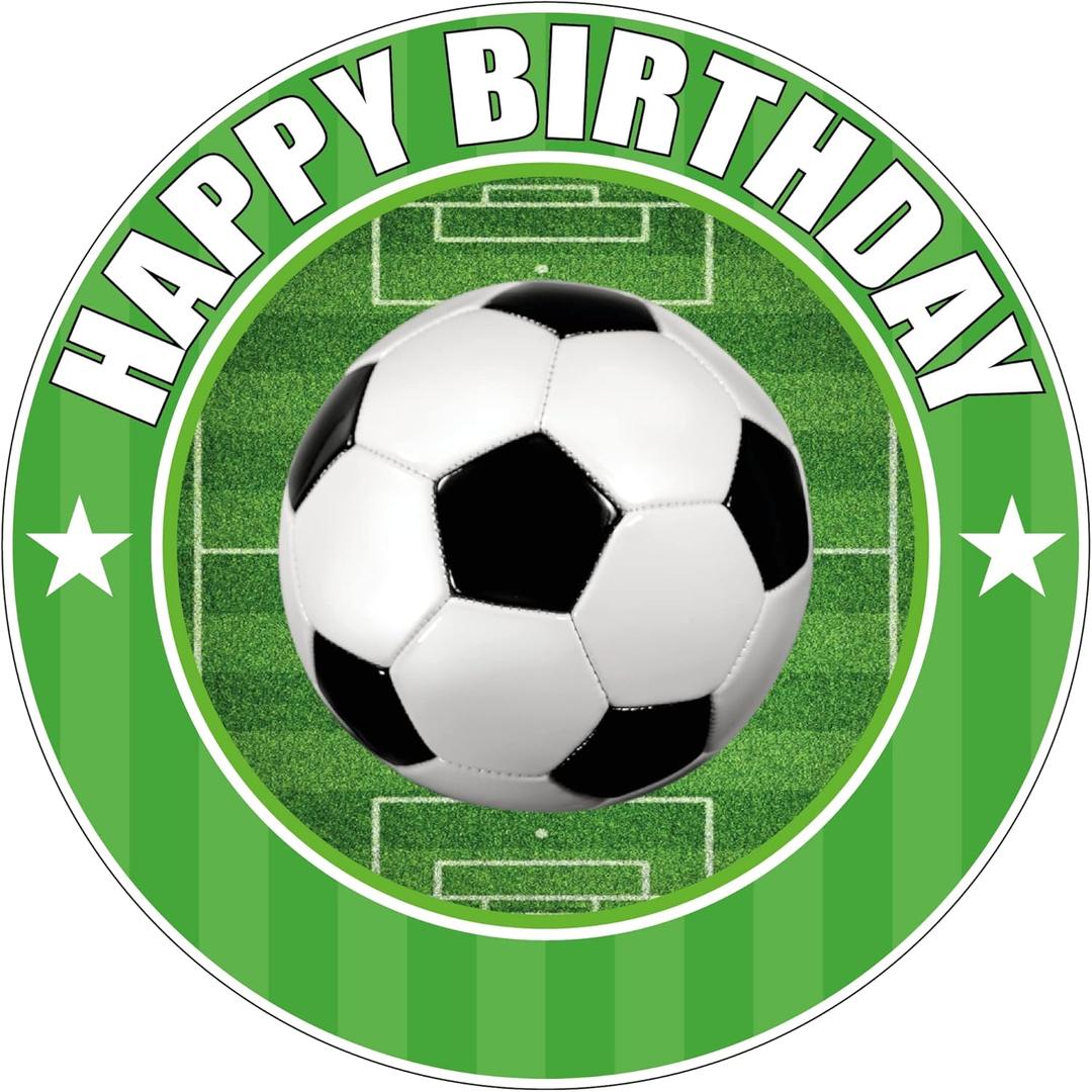 7.5 Inch Soccer Ball Cake Topper  Round Edible Birthday Cake Decorations, Happy Birthday Cake