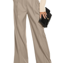 FUNYYZO Wide Leg Pants Women's High Elastic Waisted in The Back Business Work Trousers Long Straight Suit Pants L