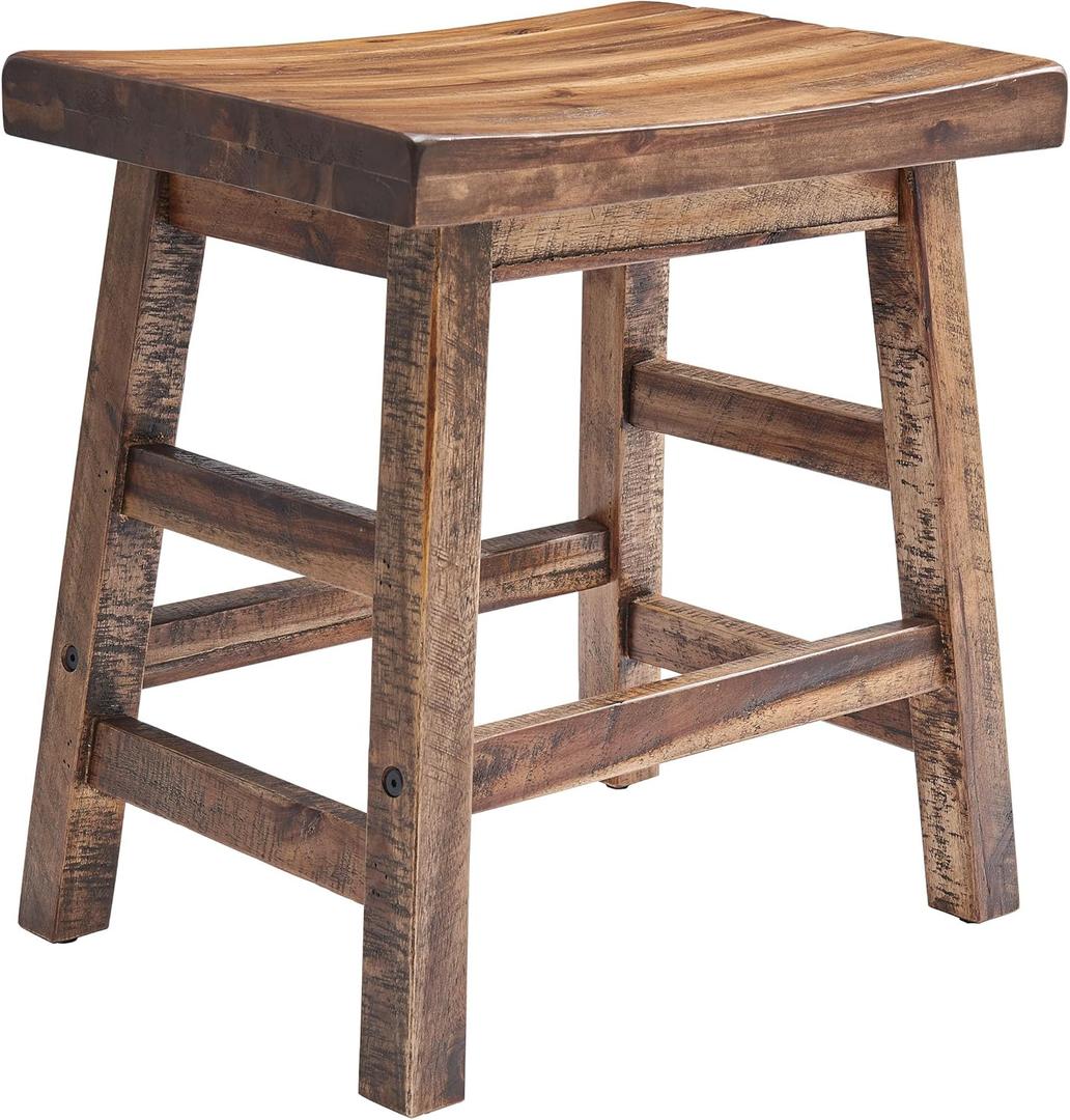 Alaterre Furniture Durango 20-Inch Tall Industrial Wood Dining Stool - Table or Extra Seat - Unique Rustic Industrial Style and Comfort - Farmhouse, Solid Wood Furniture, Natural 