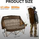 Huskfirm High Back Double Camping Chair 2 Person Camping Chair Low Seat Loveseat Camping Chair Fully Padded Oversized Camping Couch for Adults - Supports 650 LBS with Cup Holders Carry Bag - Brown