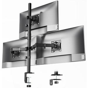 monTEK Triple Monitor Stand Mount, Fully Adjustable Desk Mount for 3 Screen up to 17-32 and 22lbs Capacity Each Arm, Stable Monitor Arm with C Clamp and Grommet Base, VESA 75x75mm/100x100mm