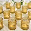 24 Pcs Votive Candle Holders, Glass Holders Bulk for Table Centerpiece, Tea Lights Candle Holders for Wedding Shower, Party and Home Decor Golden