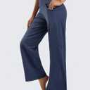Promover Wide Leg Pants Woman Yoga Pants with Pockets Stretch Loose Casual Lounge Sweatpants Petite/Regular/Tall (Blue, M)