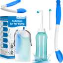 Foldable Toilet Aids Set for Wiping  2PCS Personal Hygiene Kit with Collapsible Butt Wiper Tool & Dual-Nozzle Peri Bottle , Wiping Aid for Post-Surgery Recovery, Elderly and Travel Use (Blue, Ultra)
