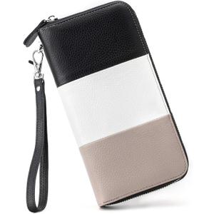 Moflycom Womens Wallet RFID Blocking Genuine Leather Multi Credit Card Large Capacity Zip Around Clutch Travel Purse Wristlet