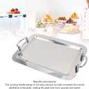 Fockety Stainless Steel Serving Tray, Multifunction Portable Metal Serving Tray with Handle, Buffet Serving Snack Tray for Coffee, Desserts, Cakes, (Rectangle Shape with