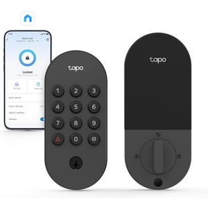Tapo Smart Wi-Fi Deadbolt Door Lock  Keyless Tactile Buttons, Customized Access with in-App Monitoring, Auto-Lock, IP54 Weatherproof, BHMA Grade 3, Compatible with Standard Door Sizes, Tapo DL100