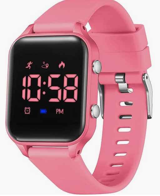 Kids Watches for Girls Boys Digital Sport Watch with Step Counter Pedometer Vibration Alarm Clock, No App Waterproof Fitness Tracker Kids Watch Boys Girls Teens Students Ages 5-16 (011-E-Pink)