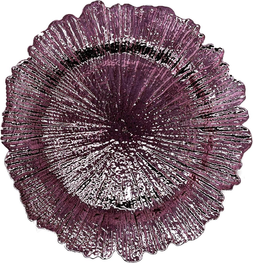 allgala 13-Inch 6-Pack Heavy Quality Plastic Round Charger Plates-Reef Purple-HD80338, Large