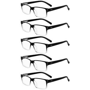 Eyekepper Vintage Reading Glasses for Men - 5 Pack Spring Hinges Classic Readers - Black-Clear Frame +2.00
