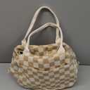 Cute Corduroy Lunch Box for Women, Insulated Leakproof Cooler Lunch Tote Bags for Work Office Travel Picnic, Lightweight Reusable Lunch Bag (Coffee Checkered)