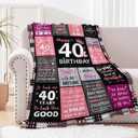 Sruemiul 40th Birthday Gifts for Women - 40th Birthday Decorations for Women - 40 Year Old Bday Gifts - Happy 40TH Bday Gift Ideas for 40 Year Old Woman - 1986 & 40th Birthday Blanket 50"x60"