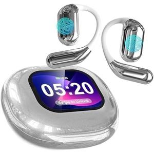 R'hllor Real-Time AI Translation Earbuds, Open-Ear Audifonos Traductores Ingls Espaol Two-Way Translator Headphones, Bluetooth Wireless Earhooks for Business, Travel, Learning, Meetings (Silver)