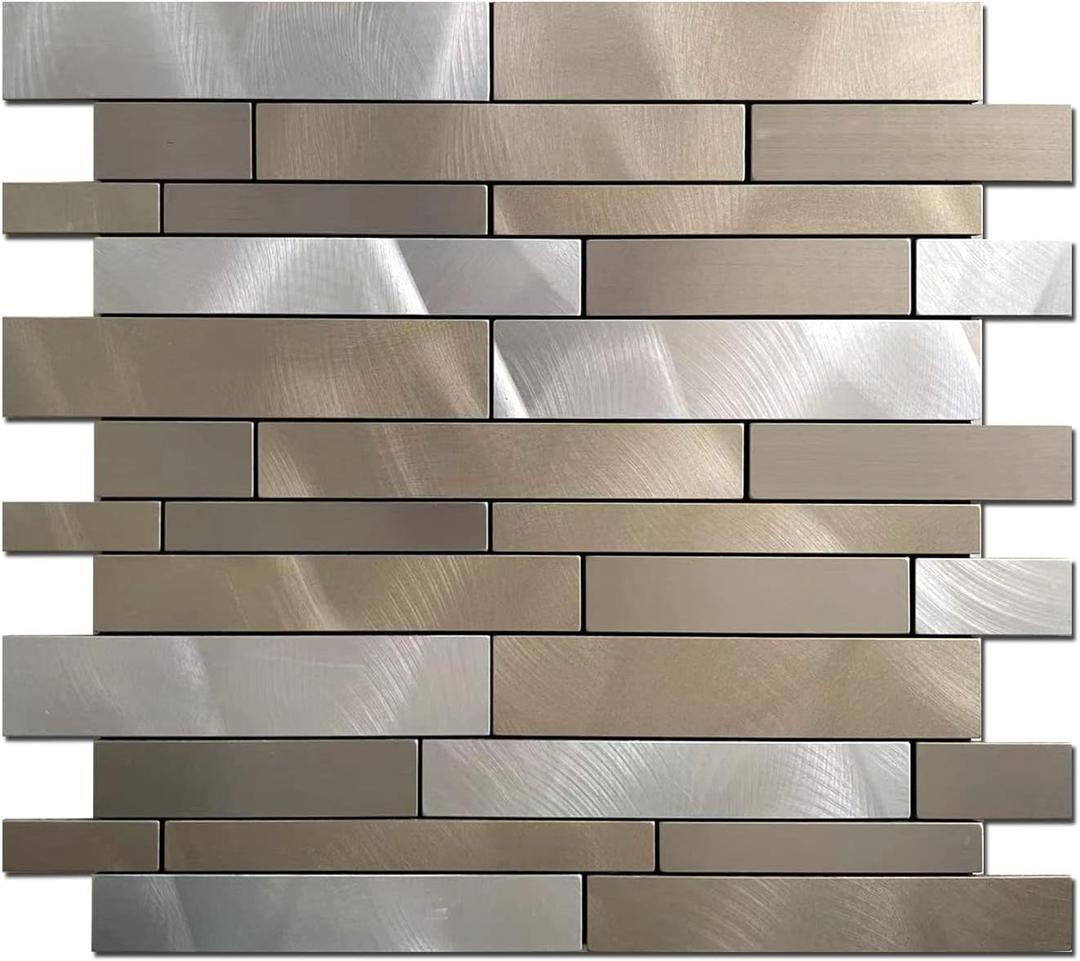 Weimeisc 10 Sheets Peel and Stick Backsplash Tile for Kitchen, Self-Adhesive Mosaic Tile, Stick on Bathroom VanitiesFireplace Dcor, Laundry Table(11.25" X 12.7") (Light Brown)