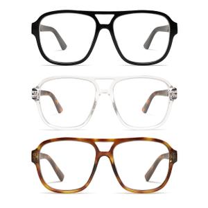 AMOMOMA 2 Pack Oversized Aviator Spring Hinge Reading Glasses for Women Men,Retro Blue Light Computer Reader Frame AM6081