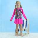 Idgreatim Girls Swimsuit Rash Guard Set Long Sleeve Two Piece Bathing Suit 3-10 Years (6-7 Years, Butterflies Pink)