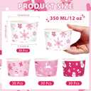 120Pcs Winter Pink Ice Cream Cups 12 oz Disposable Snowflake Snowman Elk Gift Paper Dessert Snack Bowls Winter Food Yogurt Containers for Hot or Cold Food Soup Candies Xmas Holiday Party Supplies