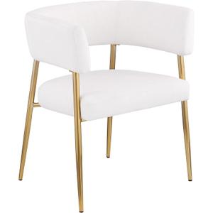 Meridian Furniture 534Cream-C Creston Collection Modern | Contemporary Dining Chair, Rich Cream Durable Linen Textured Fabric Upholstery, Brushed Gold Metal Frame, 24" W x 21.5" D x 29.5" H, Cream