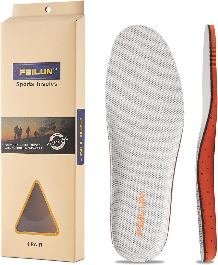 Shoe Inserts for Men and Womem Sport Shoe Insoles Memory Foam Insoles Excellent Shock Absorption and Cushioning for Feet Relief, Comfortable Insoles for All Day Energy in Running, Walking, and Work (MS4/WS6, Cotton)