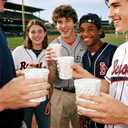 VDESFUEBY 24Pcs Baseball Plastic Cup 12Oz Reusable Baseball Plastic, Drinking Cups for Ball Games Ball Games Themed Party Supplies Birthday Party Favor Event Family Dinner